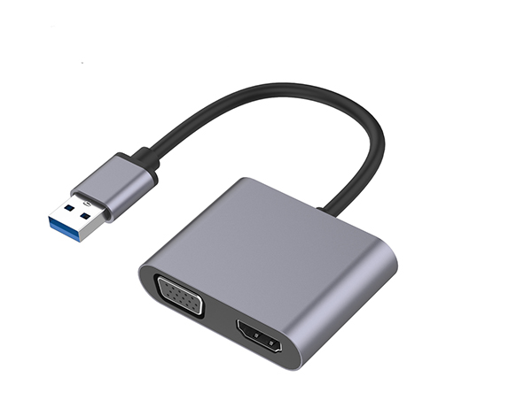USB3.0转HDMI+VGA+3.5音频